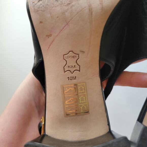 Tory Burch Shoes Womens Size 10 Black Chain Slingback Loafer Block Heel Leather - Picture 9 of 12